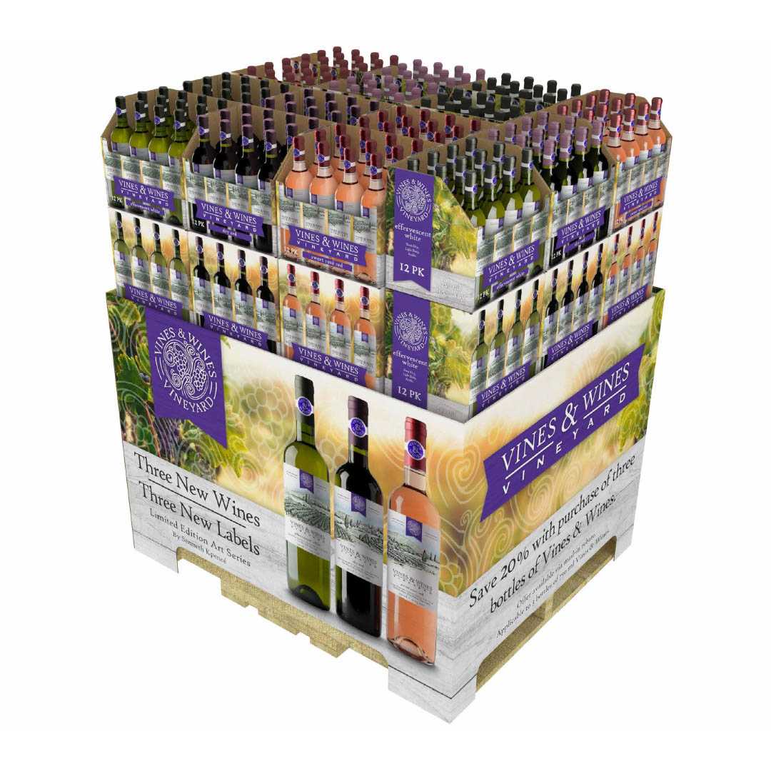 Wine SRP Packaging RRP Shelf-Ready Retail-Ready Full Pallet Display